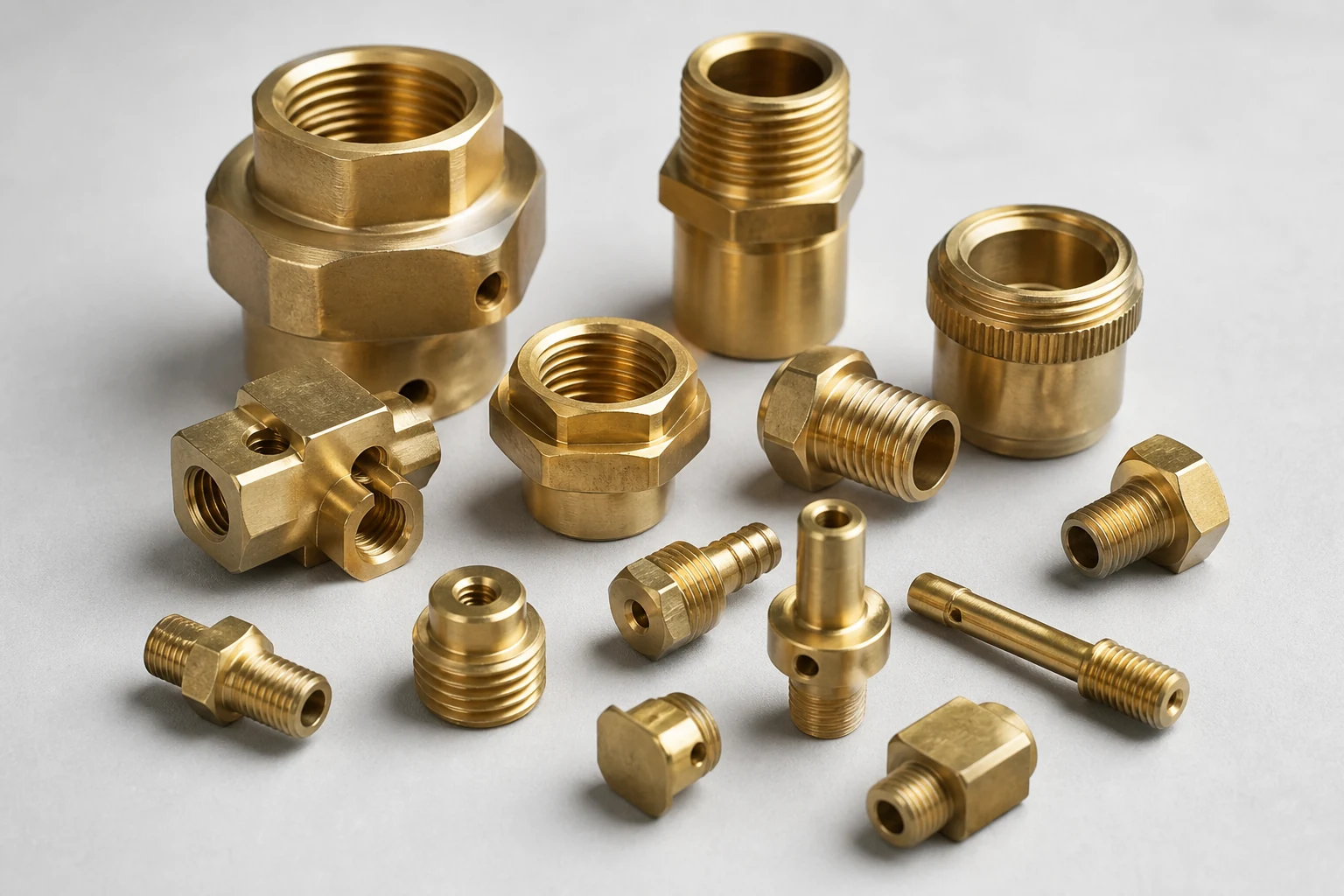 Assorted machined brass industrial components for OEM and wholesale buyers