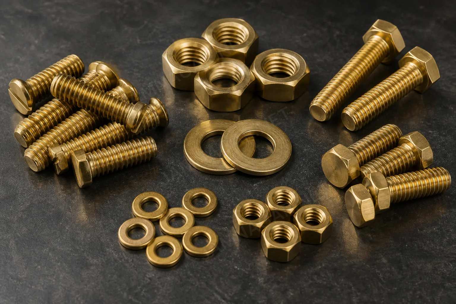 Assorted brass screws, nuts and bolts for industrial OEM supply Assorted brass screws, nuts and bolts for industrial OEM supply